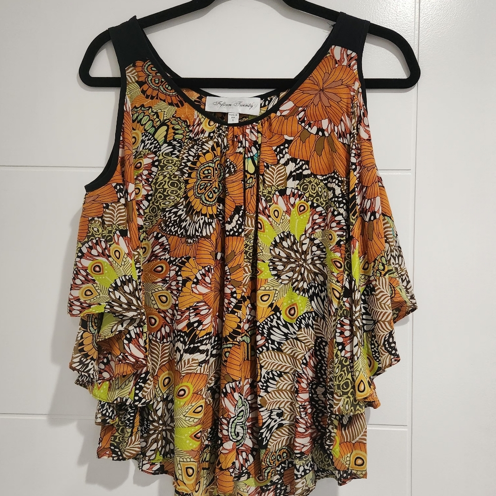 Fifteen TwentyFloral Cold Shoulder Top